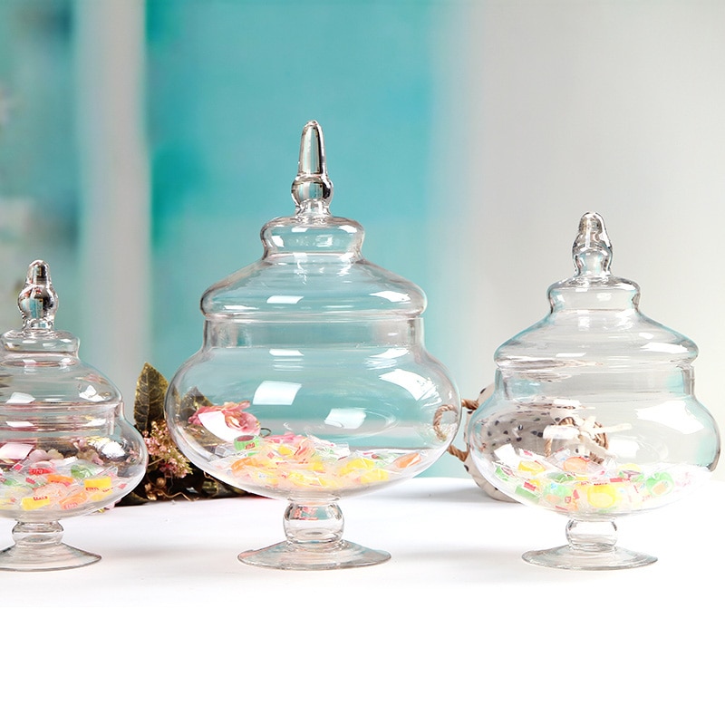 Europäischen transparent Glas Süssigkeit Krug mit Hochzeit Nachtisch dekoration süßigkeiten, Snacks, getrocknete obst Krug Lagerung Panzer 3 teile/satz