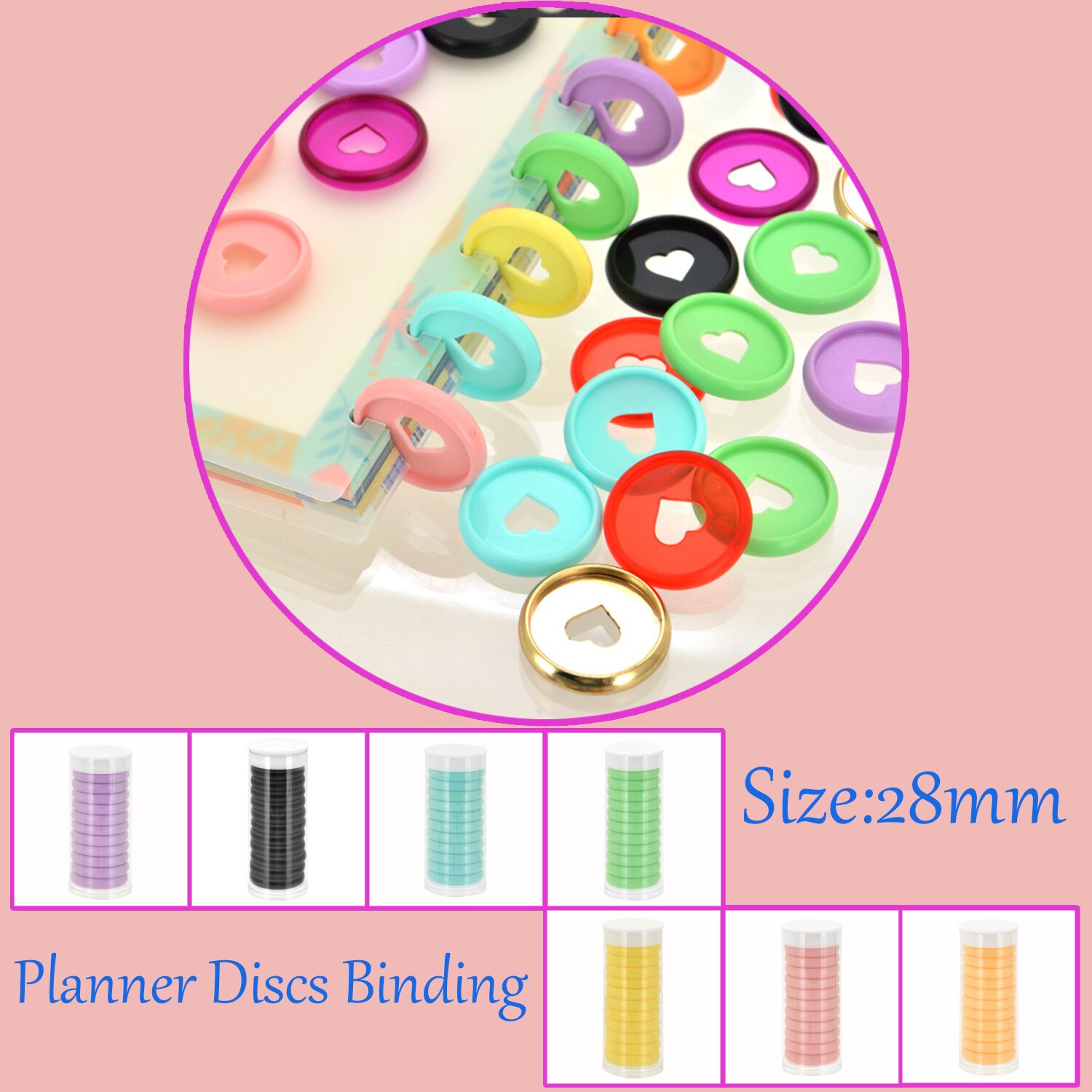 11 stücke 28mm Herz Bindemittel Ringe Bindung Scheiben Notizbuch Bindung Ring verlieren-Blatt Ring Bindemittel Planer Pilz Rabatt büro Liefert