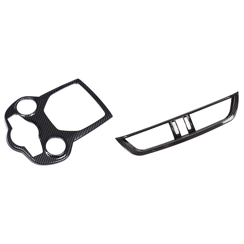 1Stck Kohlenstoff Faser Stil Abs Chrom Center Konsole Rahmen & 1Stck Center Konsole Klimaanlage Auslauf entlüften Rahmen