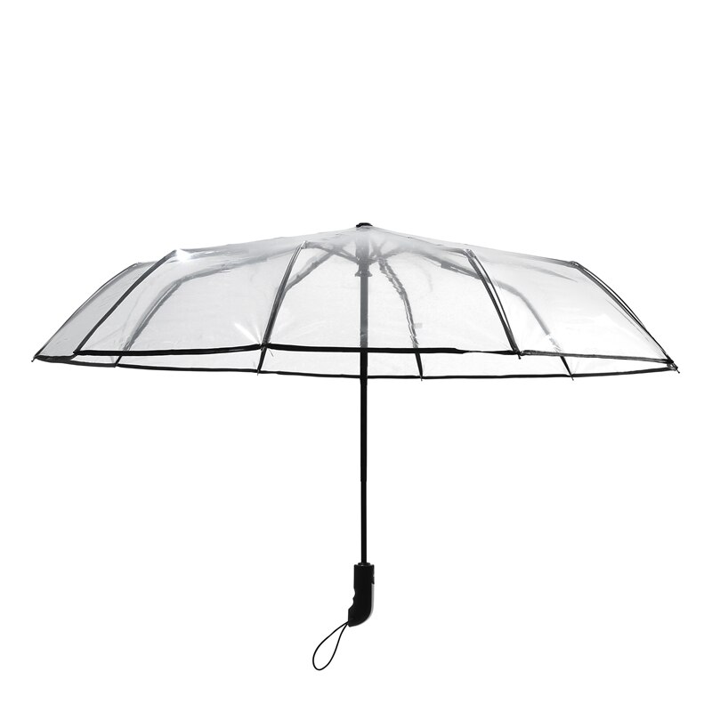 Transparente regenschirm frauen klapp große doppelt verdreifachen regenschirm männer verdickte kunststoff Netz verrotten vollständig automatische