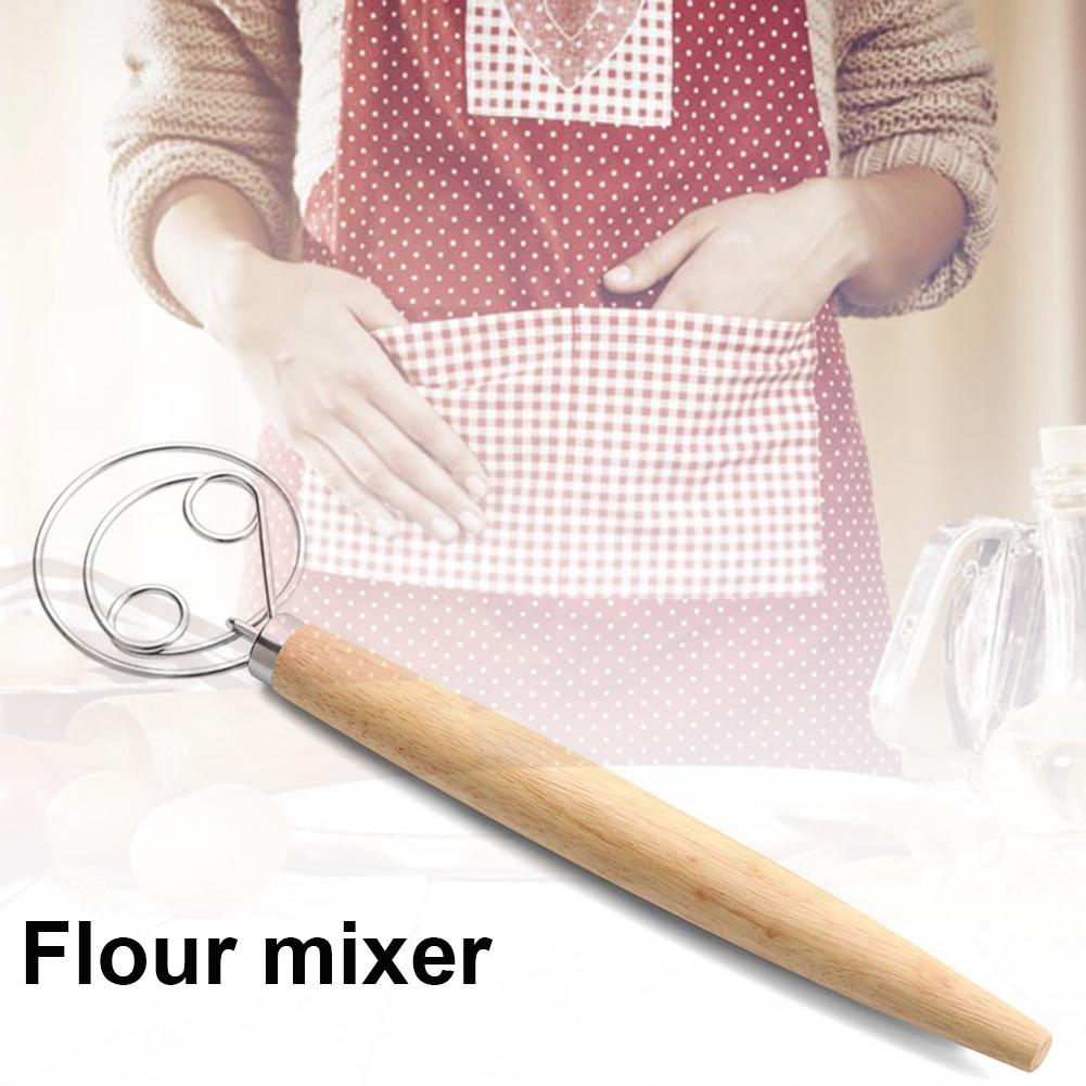 13 zoll Holz Griff Edelstahl Mehl Teig Rührer Schneebesen Hand Rührgerät Werkzeug Mini Rührer Praktische Küche Kochen Werkzeug