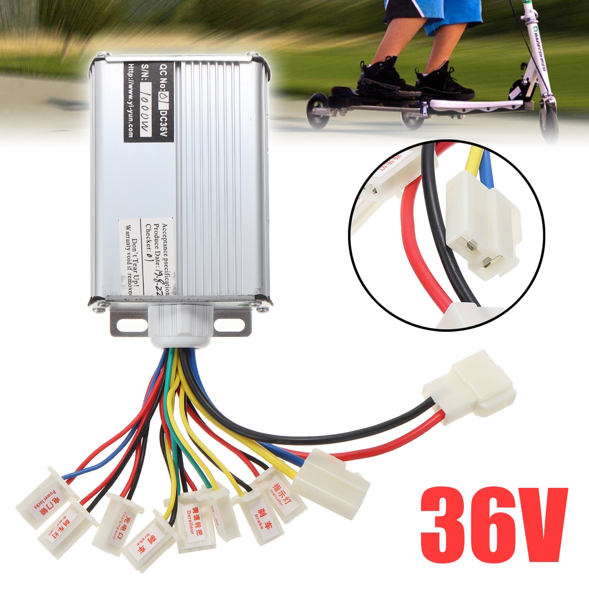 1PC 36v 1000w Elektrische Fahrrad gebürstet Motor- Regler Motor- Batterie Stecker für Elektrische Fahrrad Rolle E- fahrrad Zubehör