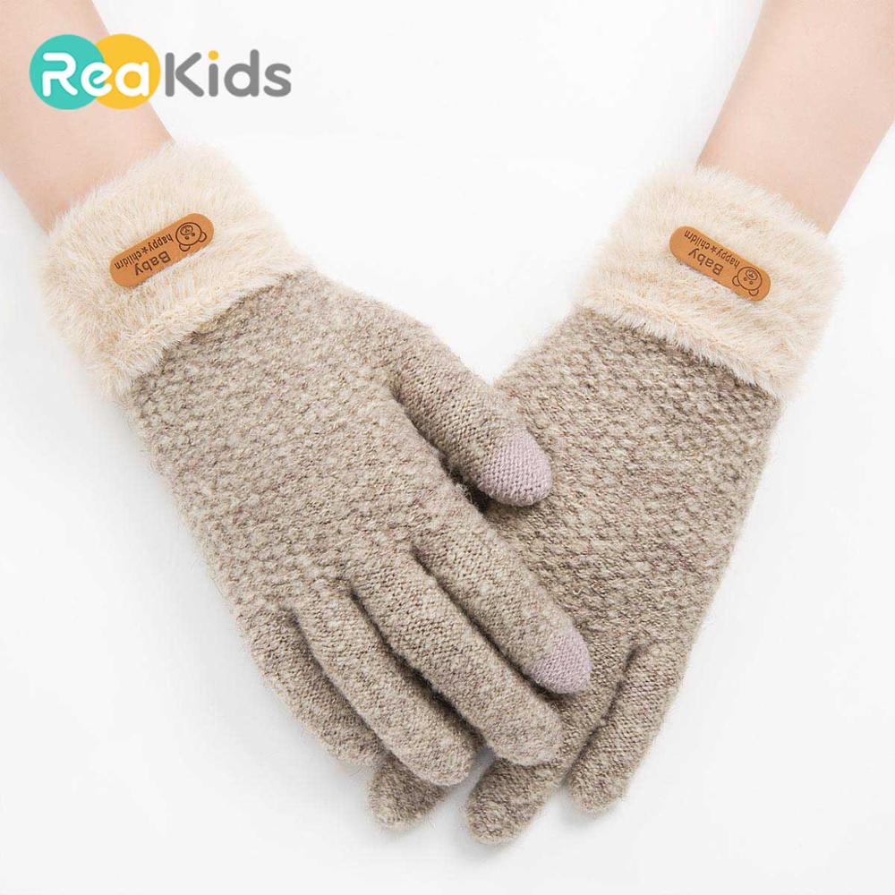 REAKIDS Neue Baby Handschuhe Winter Handschuhe Wärmer Baumwolle Handschuhe Dicke 5-9 Jahre freundlicher Gestrickte Volle Finger Jungen Und mädchen Handschuhe