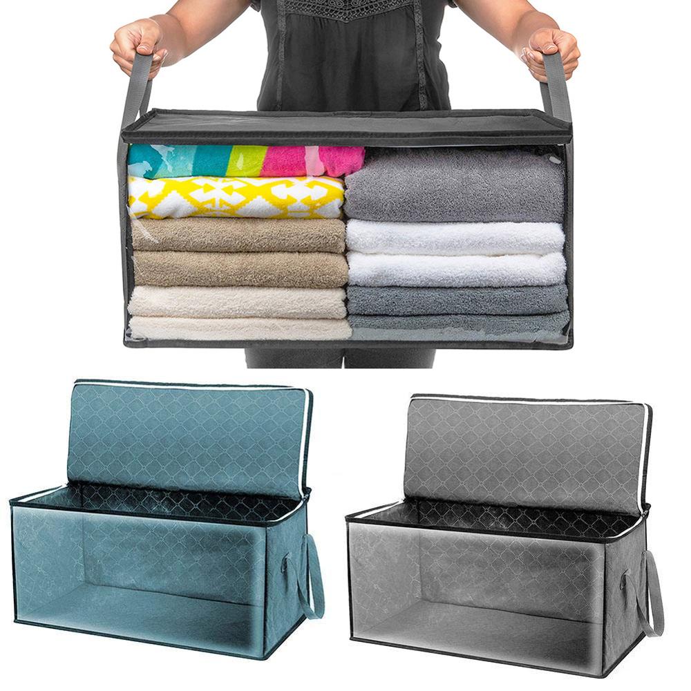 2 Stck Kleidung Lagerung Kasten Nicht-gewebte Stoff Klapp Decke Kleidung Organizer Staub-nachweisen Feuchtigkeit-Beweis Verstärkt хранение вещей