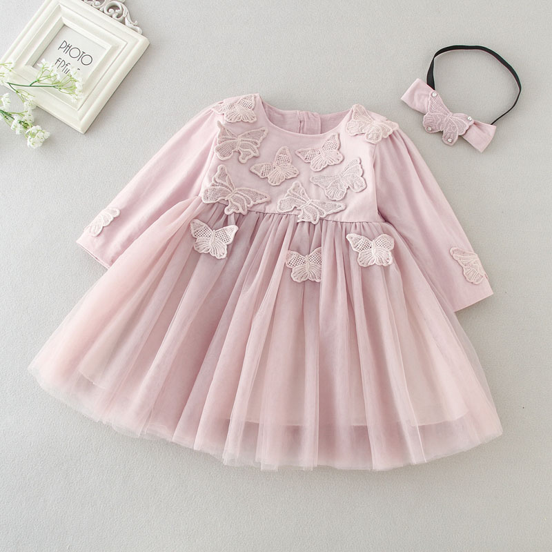 Baby Kleid + Spiel Stirnband Rosa 1st 2nd Geburtstag Kleidung für Mädchen Baby Mädchen Kleidung Neue Nette Säuglings Taufe kleid