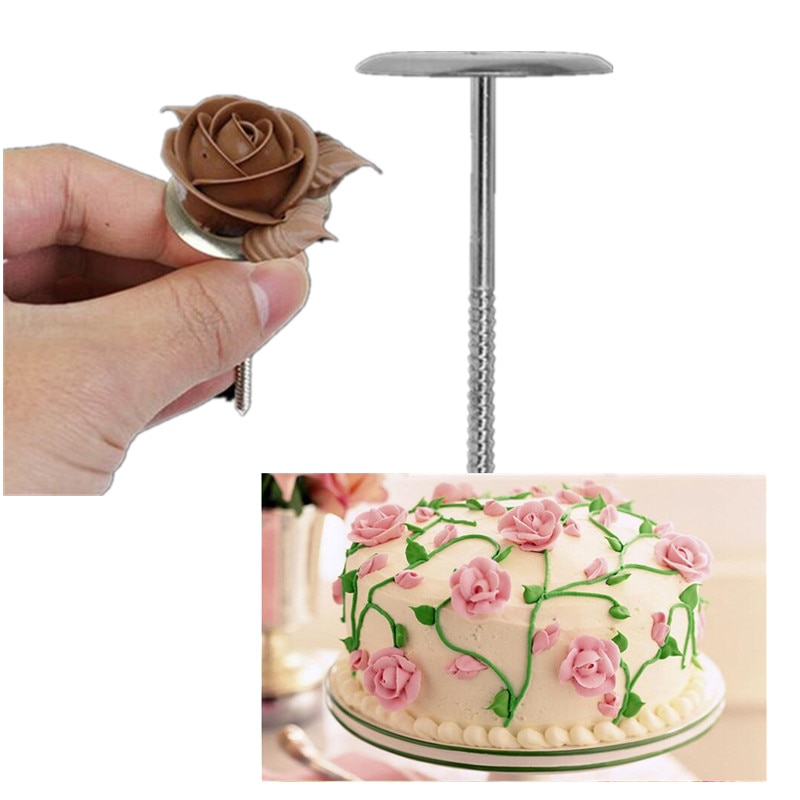 Große Förderung Edelstahl Nagel Ständer Halfter Für Kuchen Küche Backen Schablonen Glasur Creme Blume Rohrleitungen Nagel Steht Kuchen Werkzeug