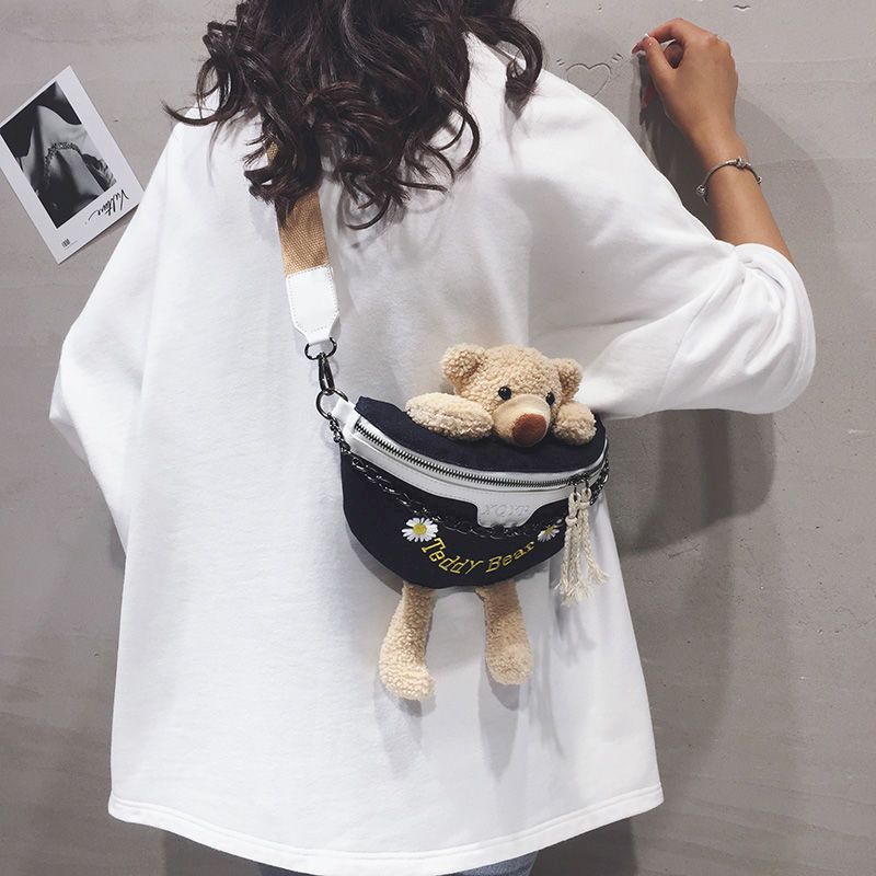 Wenig bär tasche weibliche neue leinwand brust tasche weibliche Bote alle-spiel weibliche Schüler schulter taille tasche weibliche