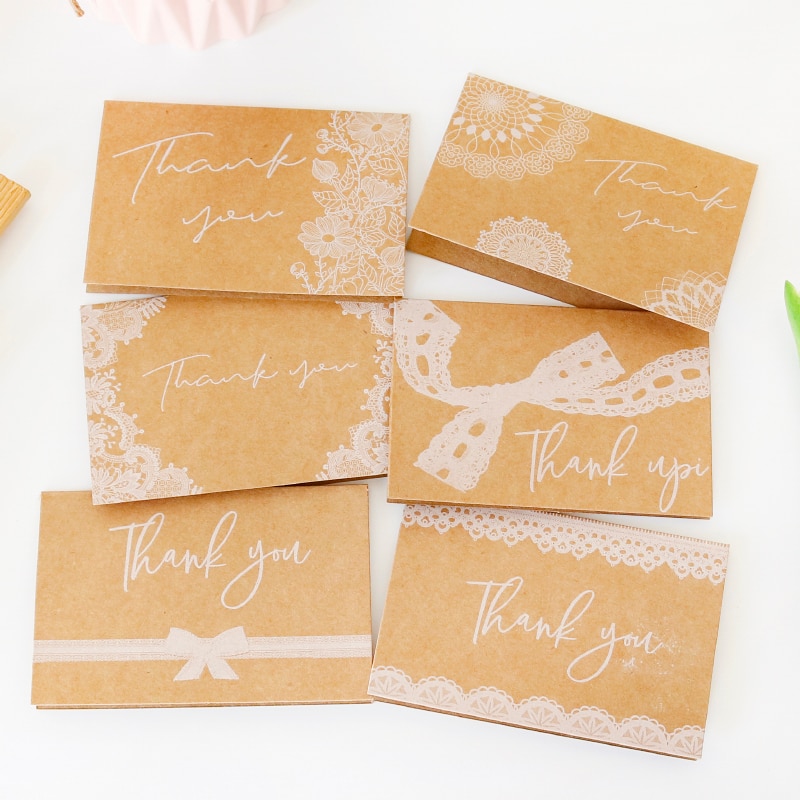 6setzt Jahrgang Spitze Danke Karte Hochzeit Party Einladung Gruß Karte DIY Postkarte Nachricht Karte mit Umschlag Aufkleber