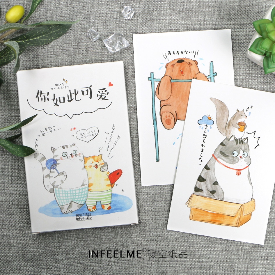 30 blätter/einstellen Sie Sind Also Nette Hand-gemalt Tiere Postkarte Gruß Karte Geburtstag Karte Nachricht Karte