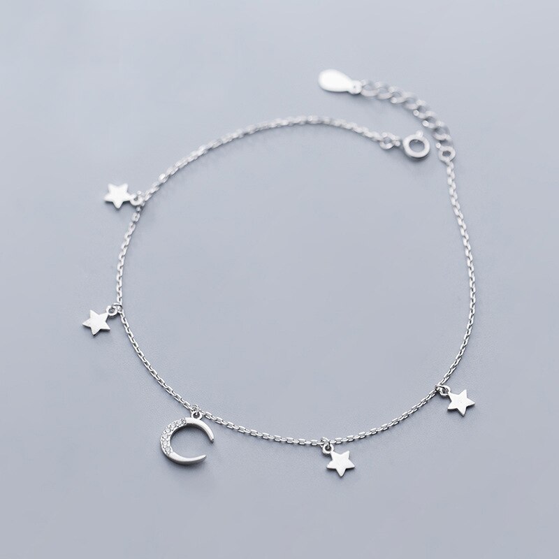 XMD 925 Sterling Silber Mond und Sterne Silber Armreifen Armbänder Mond Sterne Kette Armbänder Sterling Silber Schmuck