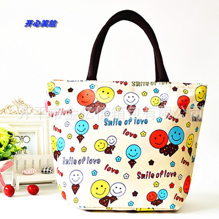 Gedruckt Wasserdichte Mittagessen Tasche Bento Kasten Tasche Koreanisch-stil Leinwand Tasche Neue Stil FRAUEN Handtasche