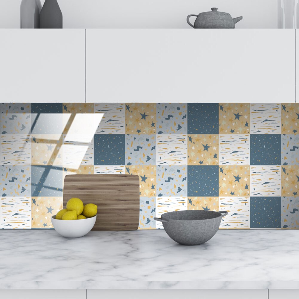 10Stck retro Keramik Boden Fliesen Aufkleber Selbst Klebe Keramik Wasserdicht Tapeten Kunst Diagonale Boden Aufkleber Küche Dekor