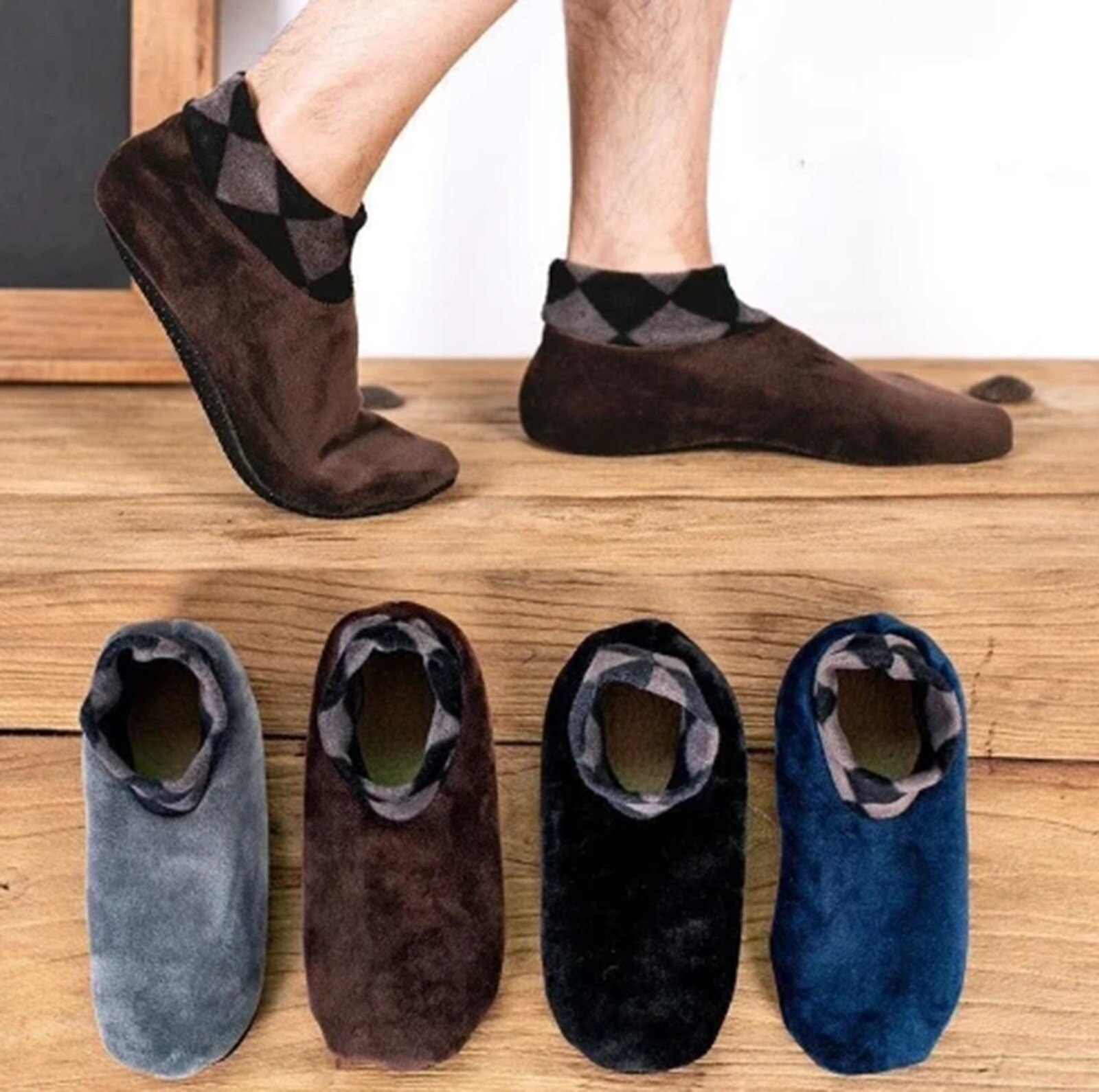 25 # herren Winter Warme Doppel-konfrontiert Vlies Bett Socke Nicht Unterhose Slipper Boden Vlies Bett Socke Nicht Unterhose Slipper Boden Socken