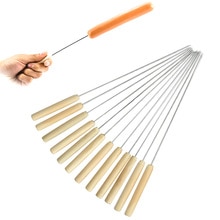 Grill Grill Spieß Holz Griff Kebab Stöcke draussen Picknick Grill Werkzeuge Camping BBQ Edelstahl Braten Fleisch Nadel 6/12p