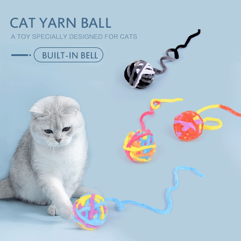1PC Katze Glocke Spielzeug Ball Molaren Spielzeug Wolle Schwanz Ball Unangenehm Interaktive Spielzeug Wolle Glocke Ball Haustier Spielzeug Haustier liefert