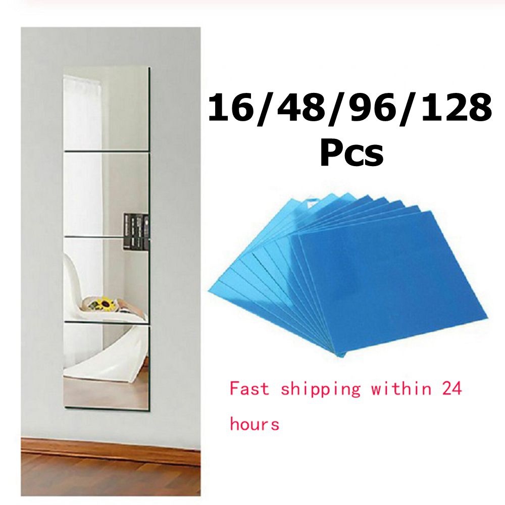 16/48/96/128Stck Spiegel Zauberstab Aufkleber Selbst-Klebstoff Fliesen Filme Spiegel Folie Spiegel Zauberstab aufkleber für Heimat Badezimmer Dekor Aufkleber