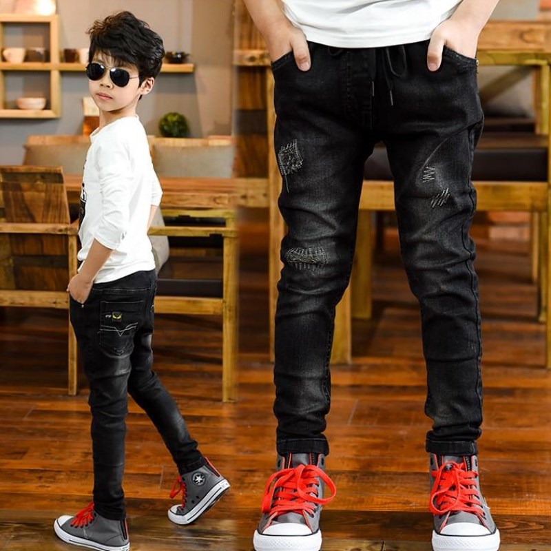 Jungen hosen 4-13T freundlicher baumwolle lange hosen freundlicher Karikatur herbst warme hosen Teenager Jeans junge outwear beiläufige hosen Jeans