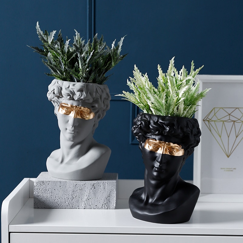 Blume Topf David Statuen Hause Decoartion Sukkulenten Pflanzer Anlage Töpfe Garten Töpfe Harz Vase Wohnkultur Pflanzer für Sukkulenten