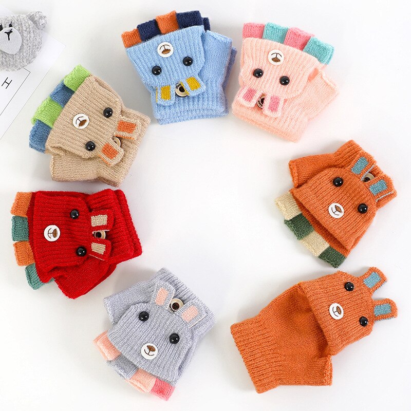 Gestrickte handschuhe Winter kippen warme handschuhe Stereo ohr freundlicher Karikatur dicke warme handschuhe Dual-benutzen-handschuhe