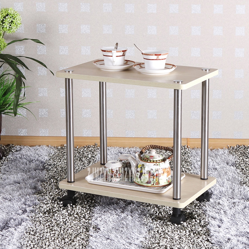 2 schichten Abnehmbare Kleine Tisch Kaffee Tisch Einfache Wohnzimmer Kann bremse Tee Tisch Seite Rechteckigen Tisch 45*30*46cm