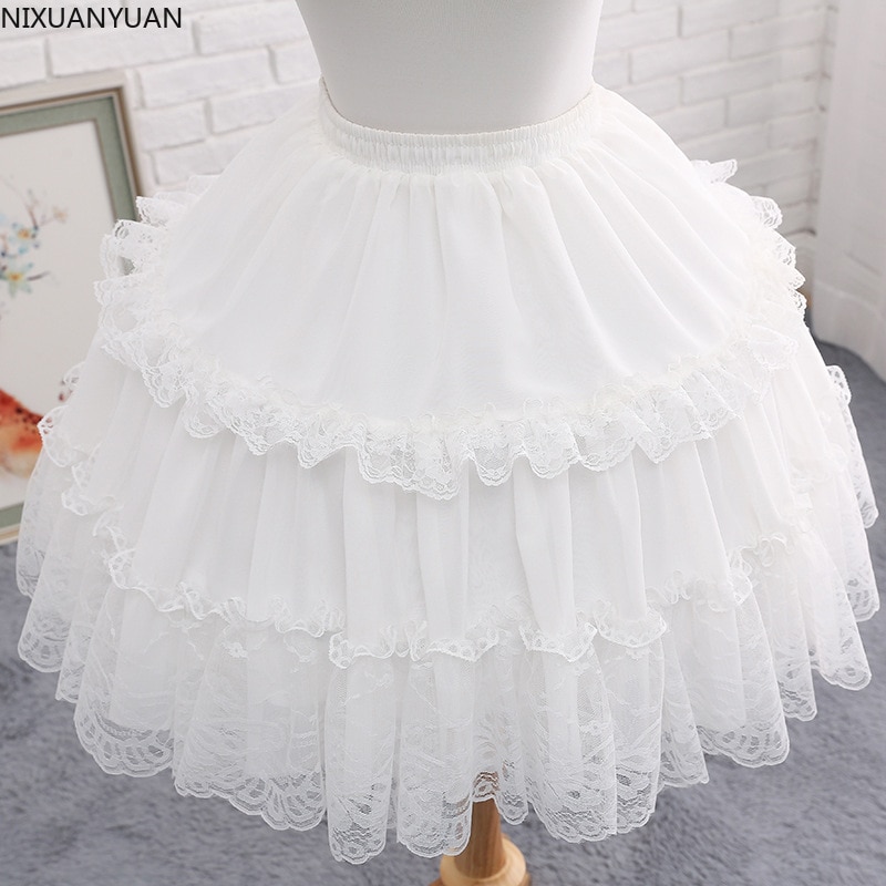 Ballkleid Unterrock Kurzen Kleid Cosplay Petticoat Chiffon Spitze Schlepptau Knochen Lolita Petticoat Ballett Rockabilly Krinoline