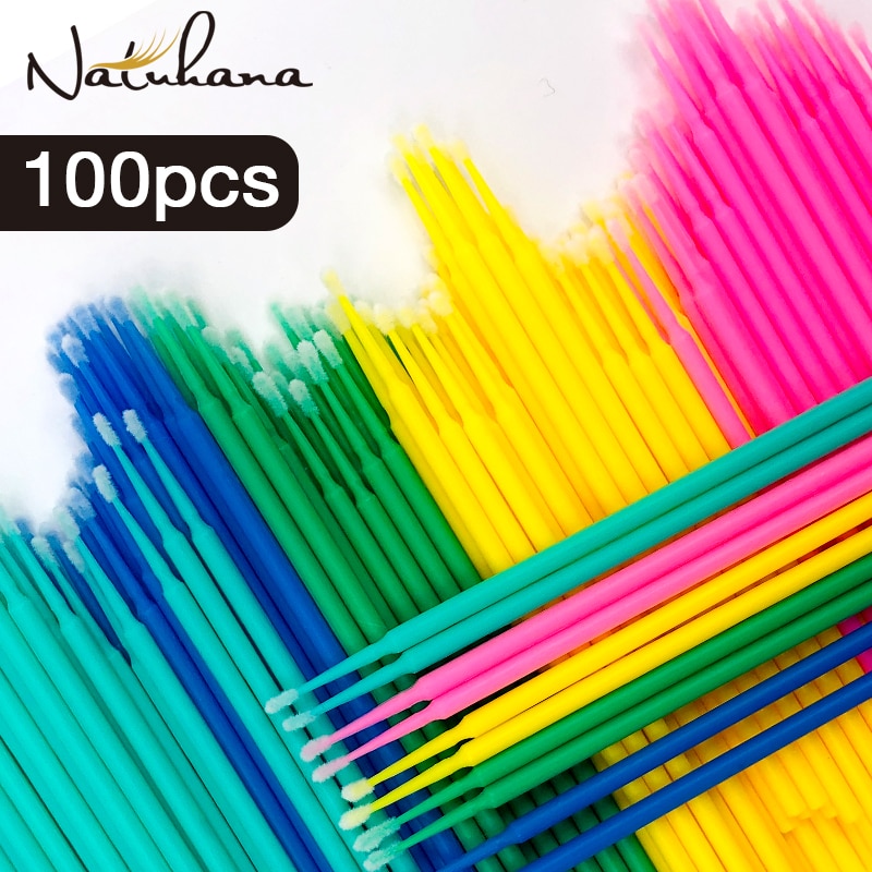 100Stck/Pack dauerhaft Einweg Mikro machen-hoch Pinsel Wimpern Verlängerung Wimpern Kleber Pinsel Mikro applikatoren Stöcke machen-hoch werkzeuge