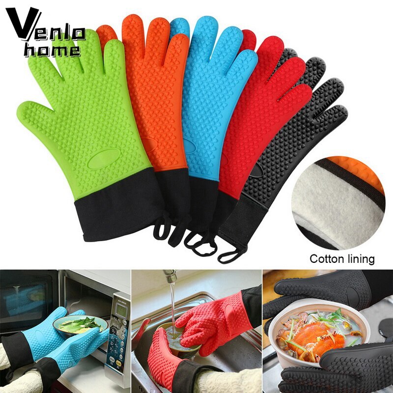 2Stck Backen Handschuhe Lebensmittel Klasse Starke Hitze Beständig Silikon Handschuh BBQ Grill Handschuhe Küche Grill Ofen Kochen Handschuhe Grill