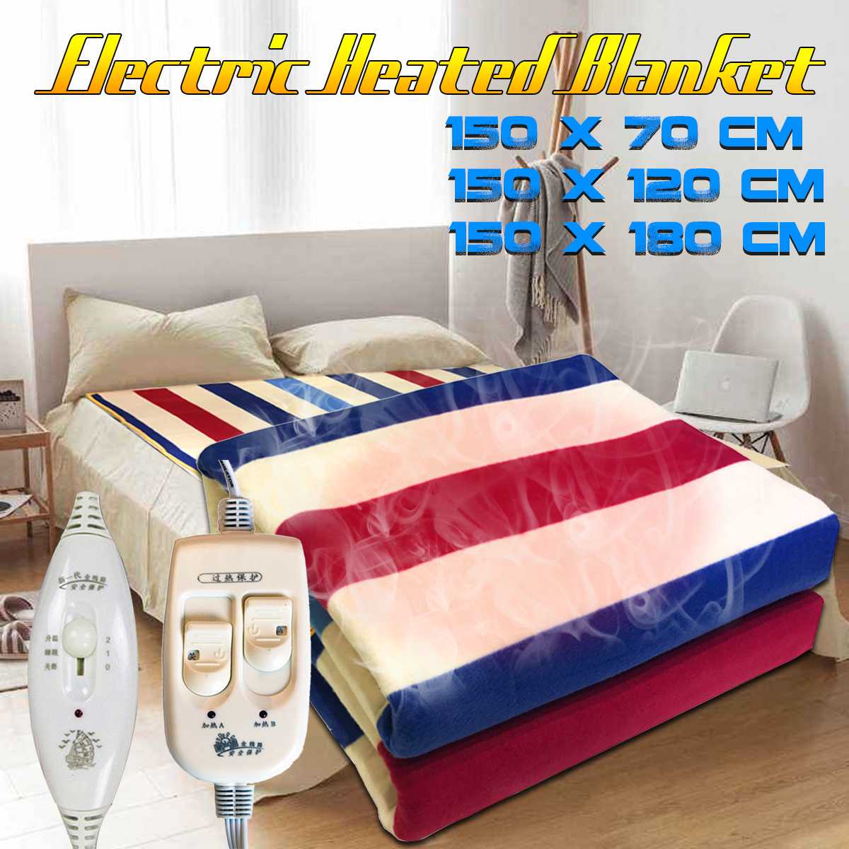 Elektrische Decke Dicker Heizung Plüsch Doppel Körper Wärmer 150x180cm Beheizte Decke Thermostat Elektrische Heizung Decke 3 Typ