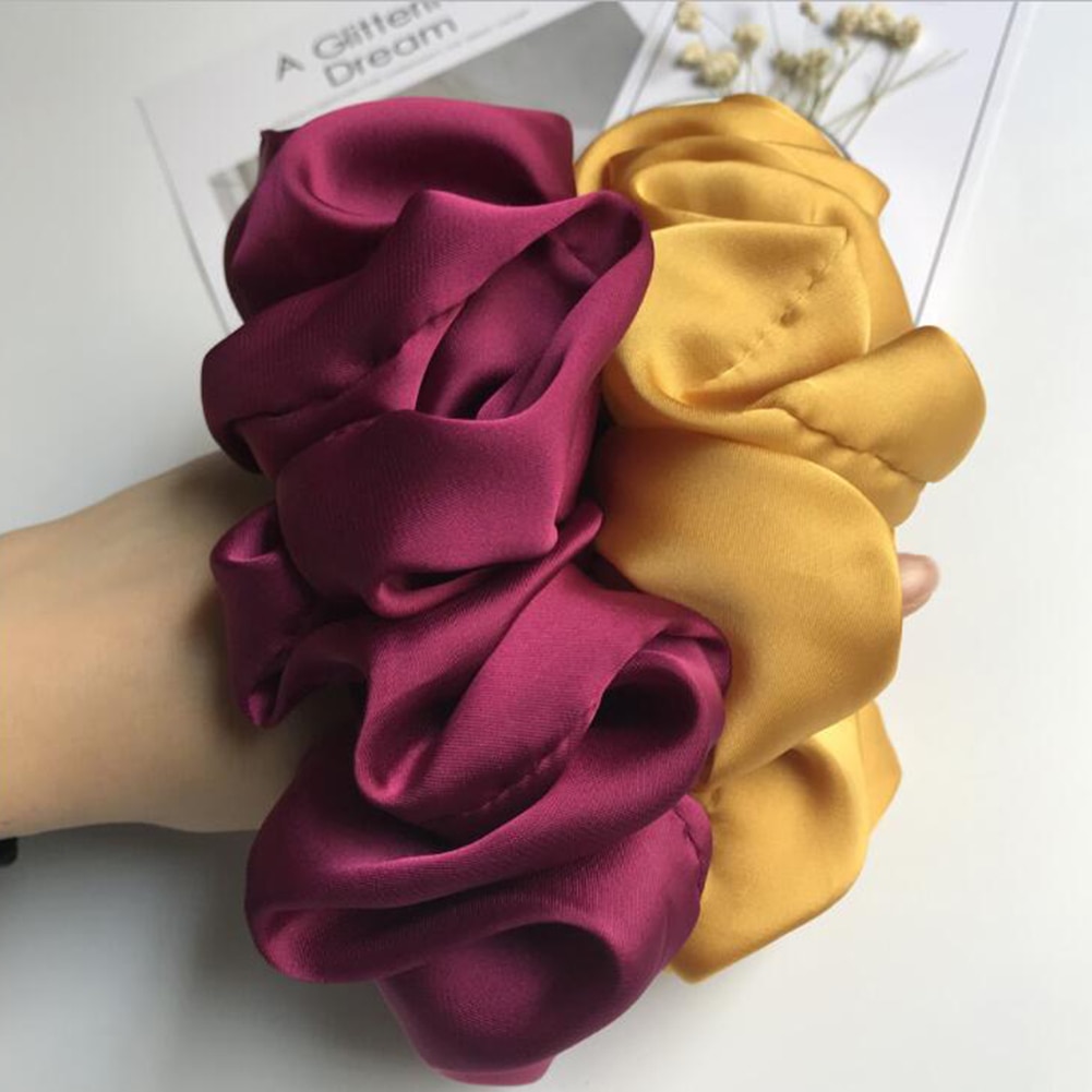 Übergroßen Scrunchies Großen Gummi Haar Krawatten Elastische Haar Bands Girs Pferdeschwanz Halfter Glatte Satin- Scrunchie Frauen Haar Zubehör