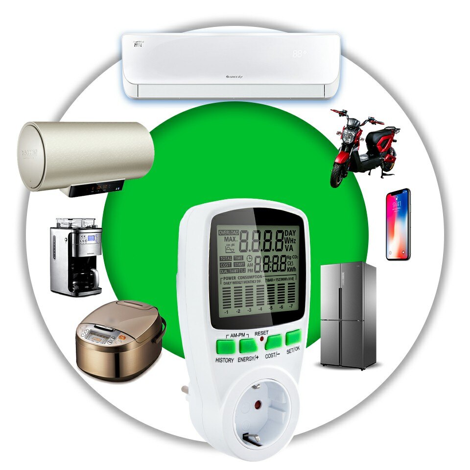 EU Digital LCD Energie Watt Meter Wattmeter Leistung Strom Kwh Energie Monitor Meter Sauerei Messung Auslauf Energie Analyzer