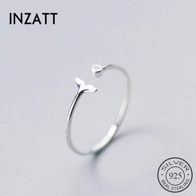 SOFTPIG Echt 925 Sterling Silber Fisch Schwanz Zirkon Ring Für Frauen Party Nette Feine Schmuck Zubehör Geburtstag