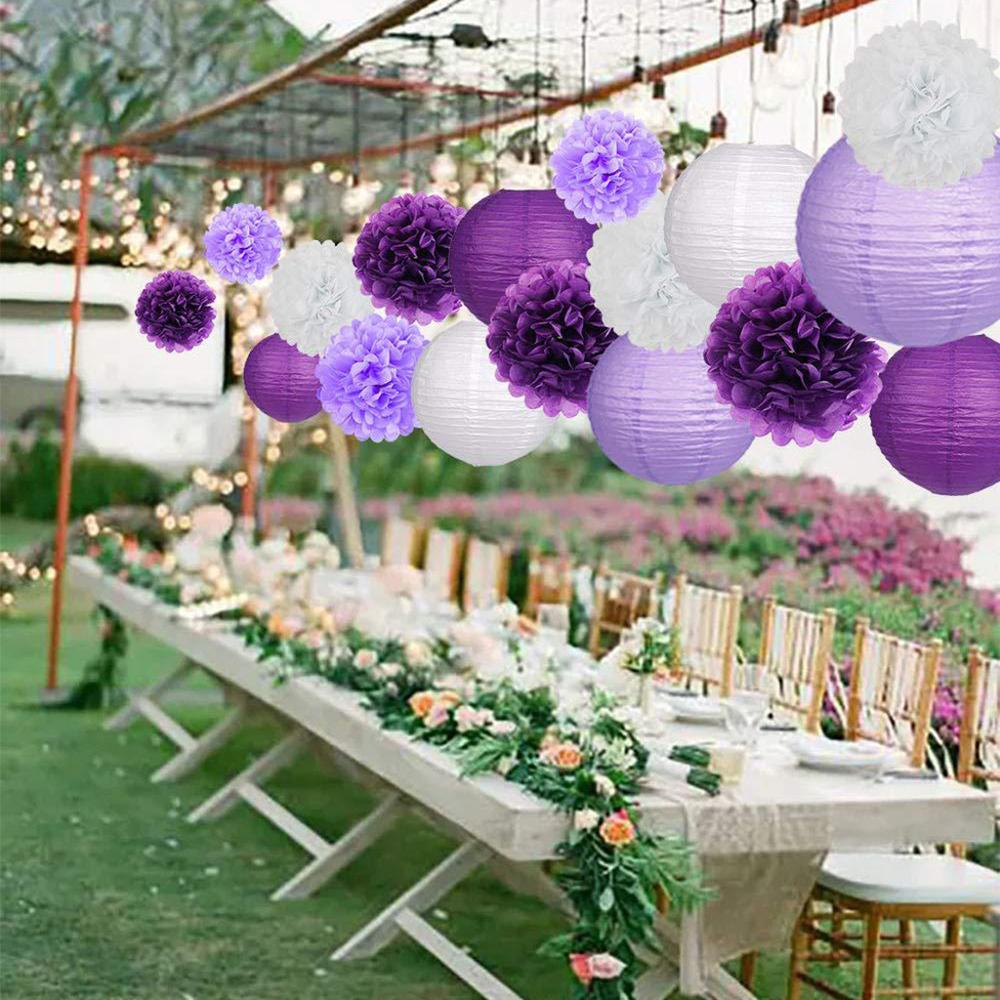 15pc zimmer dekoration Pompons papier blumen Waben Bälle Papier Laternen Geburtstag Party Hochzeit Geburtstag Dekoration CD