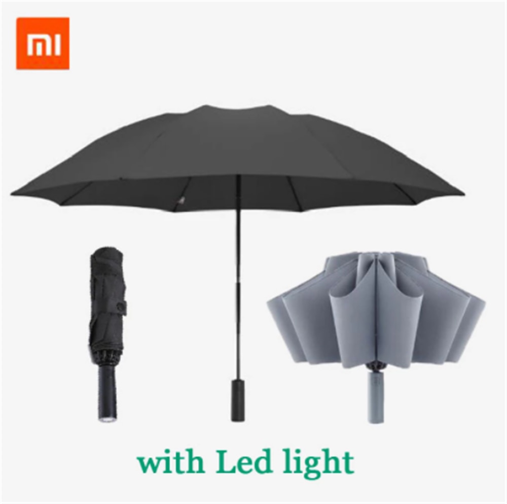 Xiaomi mijia 90Spaß Automatische umkehren Falten Regenschirm LED Leucht 10M Winddicht Wind Beständig Regenschirm UPF50 + Anti UV Clever