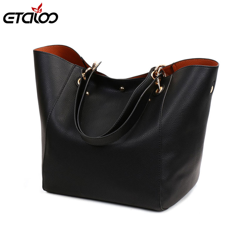 Leder Handtaschen Große Frauen Tasche 2 teile/satz lässig Weibliche Taschen Stamm Tote Schulter Tasche Damen Große Bolsos
