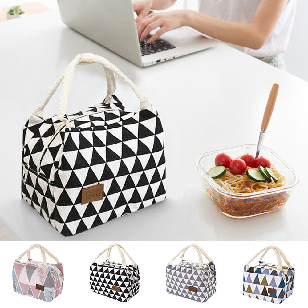 Tragbare Isolierte Leinwand Kasten Tote Tasche Thermische Kühler Lebensmittel Mittagessen Taschen Lunchbox Picknick Lebensmittel Tasche Für Frauen freundlicher Männer