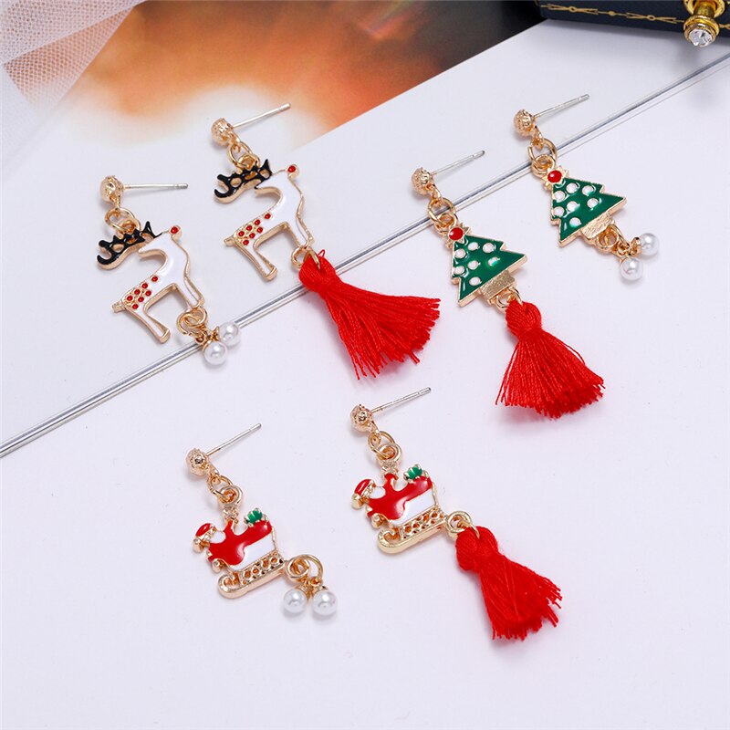 Pentagramm Anhänger Ohrringe Plüsch Schneeball Haar Ball Weihnachten Neue Jahr Liebe Rentier Santa Claus Ohrringe Schmuck