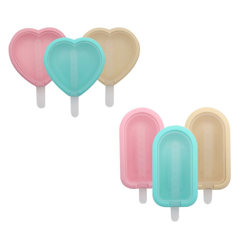 3 Stck einstellen Eis Formen Herz/Quadratische bilden Popsicle Formen DIY Eis bin Stiel Tablett