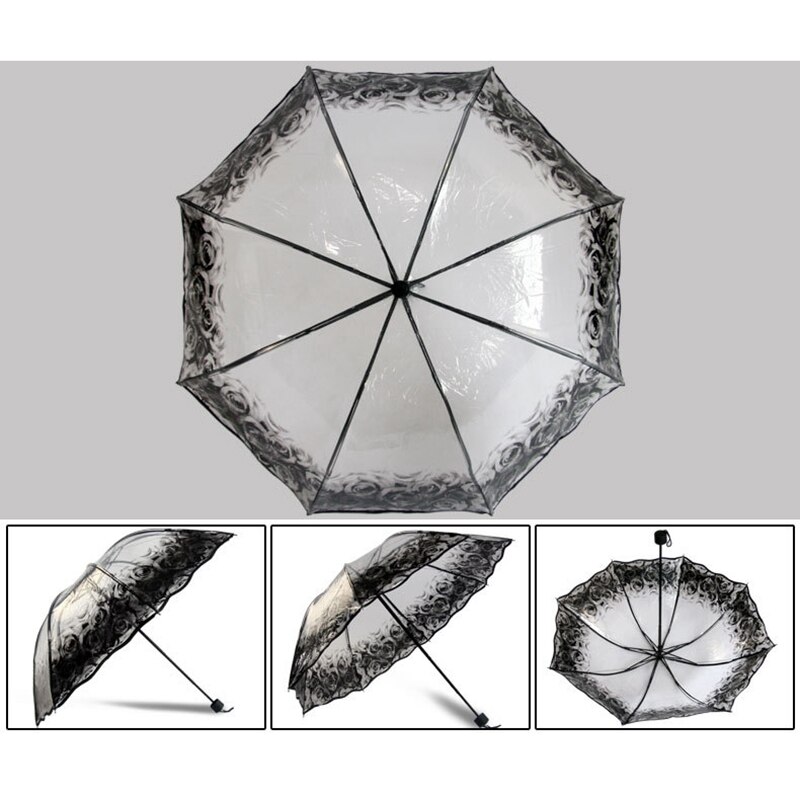 Schwarz Gedruckt transparent Regenschirm Regen Sonnigen und Regnerischen Regenschirm Sonnenschirm