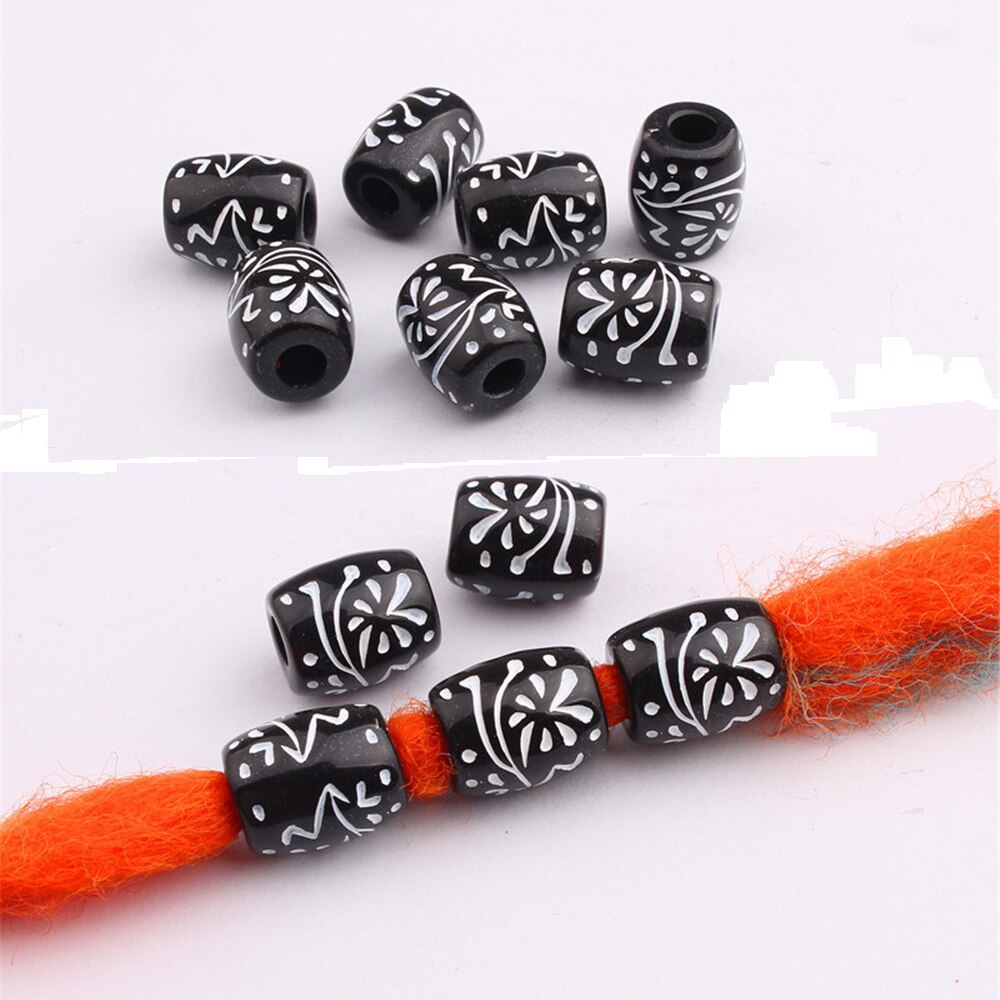 10 Stck Kunststoff Schwarz Haar Perlen Für Dreadlocks Haar Geflecht Rohre Manschetten Perlen Dreadlock Korn Clip Frauen Haar Zubehör