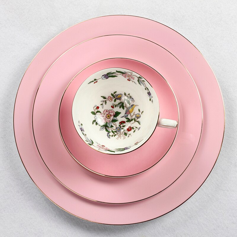 Kaffee tasse und Erzähler-einstellen blume gemalt Gold Knochen China Tasse Englisch Tee tasse