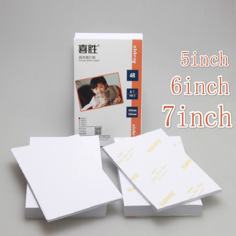 100 stücke 5/6/7 Zoll Fotografische Papier Glänzend Druck Papier Drucker Foto Papier Farbe Druck Beschichtet Für Heimat Druck