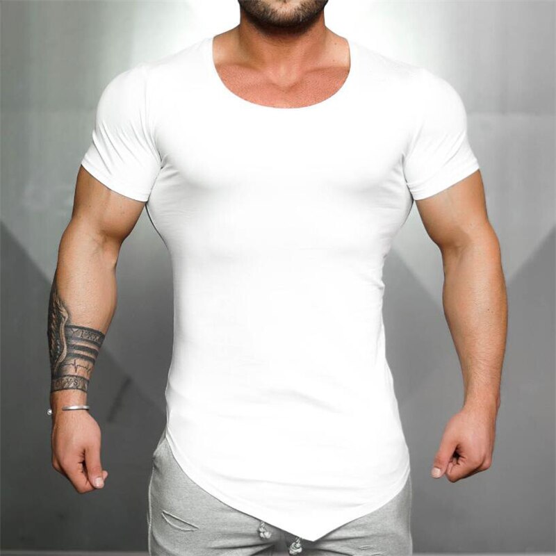 Männer der Sommer Fitness Elastische Kurzarm T-Shirt Männer Fitness-Ateliers lässig Engen T Hemden Bodybuilding Abschläge Spitzen