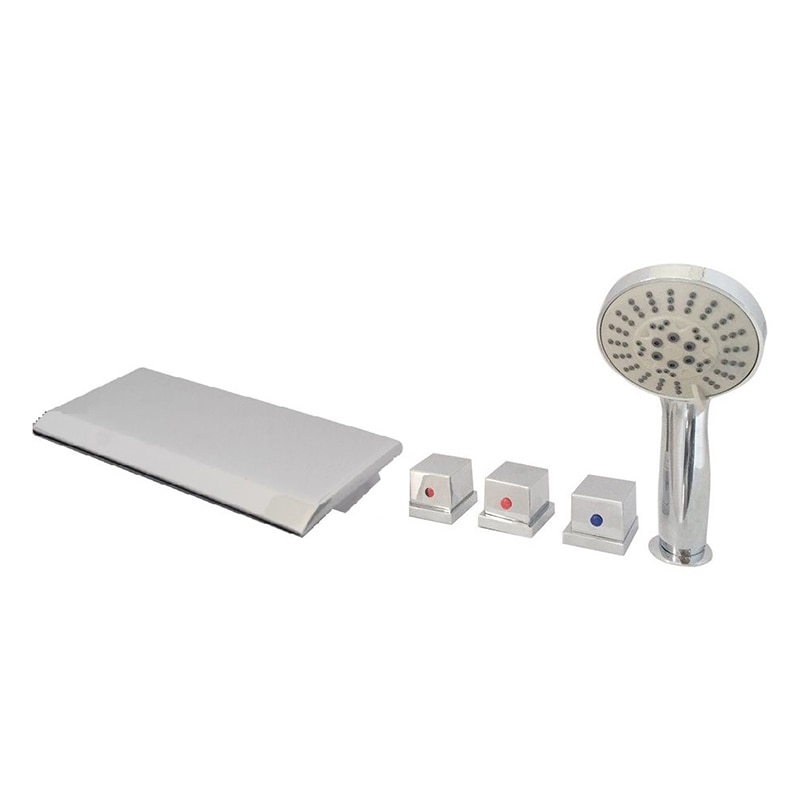 MTTUZK Durcheinander Material Verchromt Schlecht Wasserhahn Badewanne Wasserfall Badewanne Rührgerät mit Hand Dusche 3 griff 5 See Badewanne wasserhahn