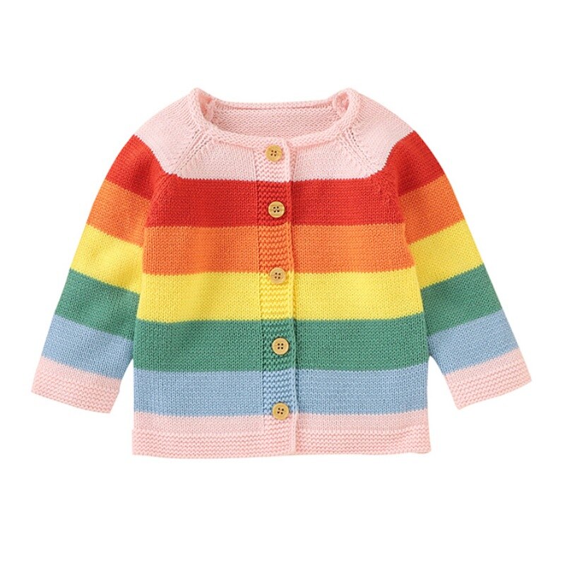 freundlicher freundlicher Kleidung Spitzen zur Seite fahren Herbst Baby Mädchen Strickjacke Gestreiften Druck Gestrickten Beiläufigen Oberbekleidung Kleidung 0-18M