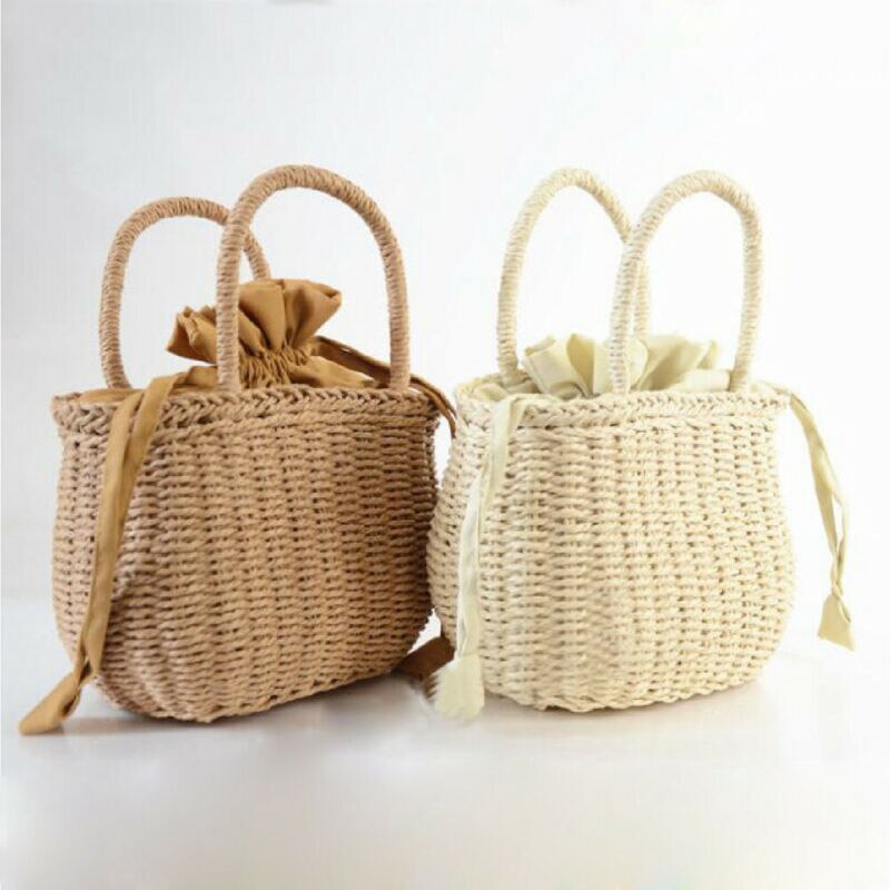 Sommer Frauen Hand-gewebte Rattan Tasche Handtasche Stroh Geldbörse Weide Strand Feste Beiläufige Handtasche