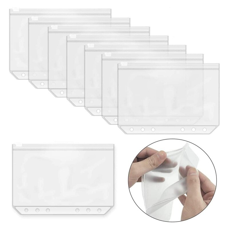 -20Stck 6 Löcher A6 Größe Bindemittel Taschen PVC Bindemittel Reißverschluss Ordner, Notizbuch Bindemittel verlieren Blatt Taschen Dokument Einreichung Taschen