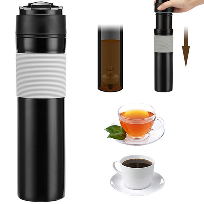 350Ml Tragbare Französisch Gedrückt Kaffee Flasche Kaffee Tee Hersteller Kaffee Filter Flasche Hand Druck Kaffee Maschine Für Auto Büro