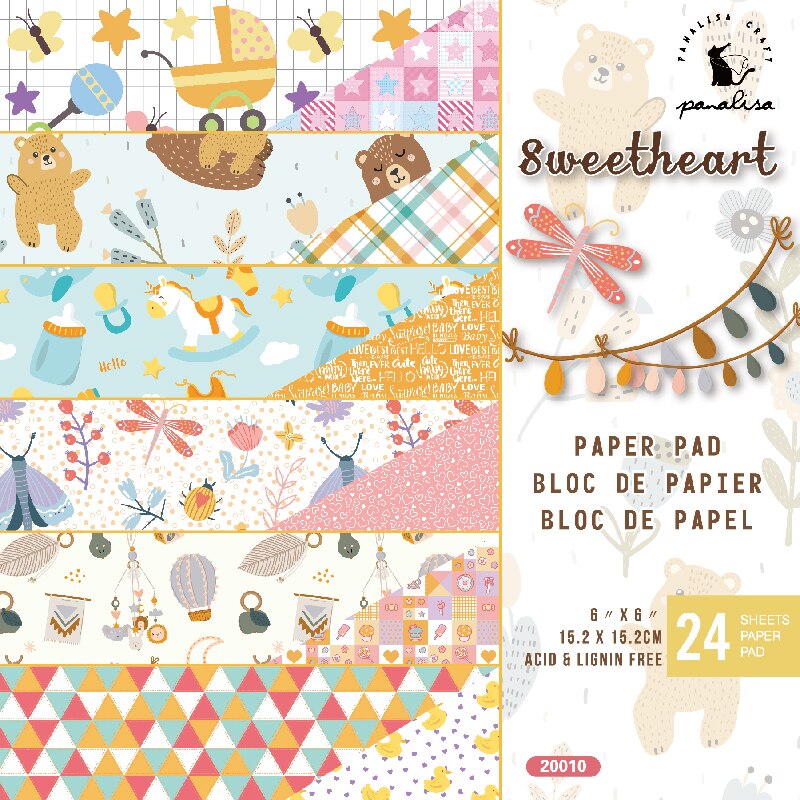 Panalisacraft 24 blätter 6 "X6" Baby gemusterten papier Pad Scrapbooking papier packung handgefertigt handwerk papier handwerk Hintergrund Pad karte