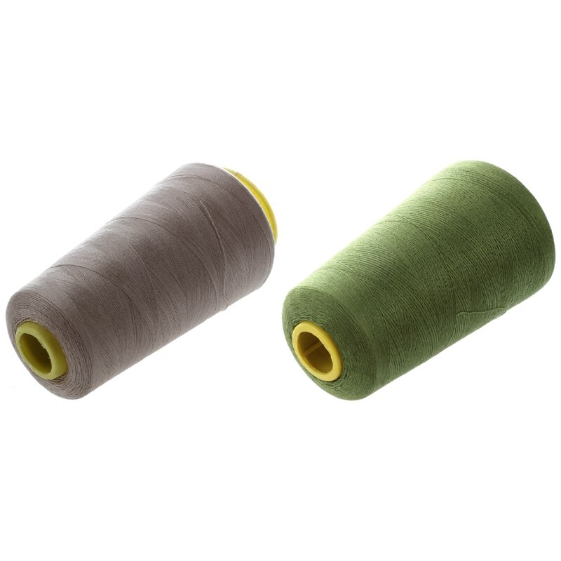 2x 3000 Meter Overlocking Nähmaschine Industrie Polyester Thema Meter Zapfen Farbe Polyester(Beige & Armee grün)