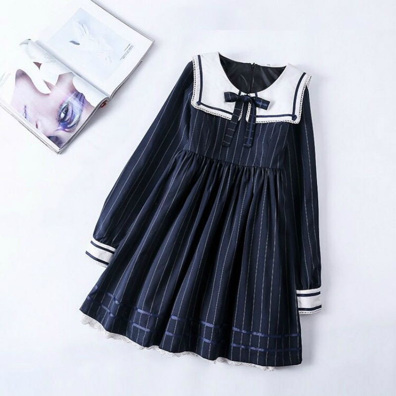 Langarm Herbst Lolita Jk Uniform Lolita Seemann Kragen Süße Mädchen Cos Kleid Große Dame pummelig Mädchen Plus Größe Xl 2xl 3xl 4xl
